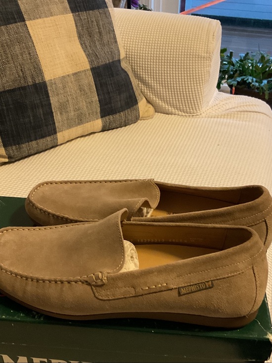 Mephisto Men\'s Taupe Suede Slip-On Loafers